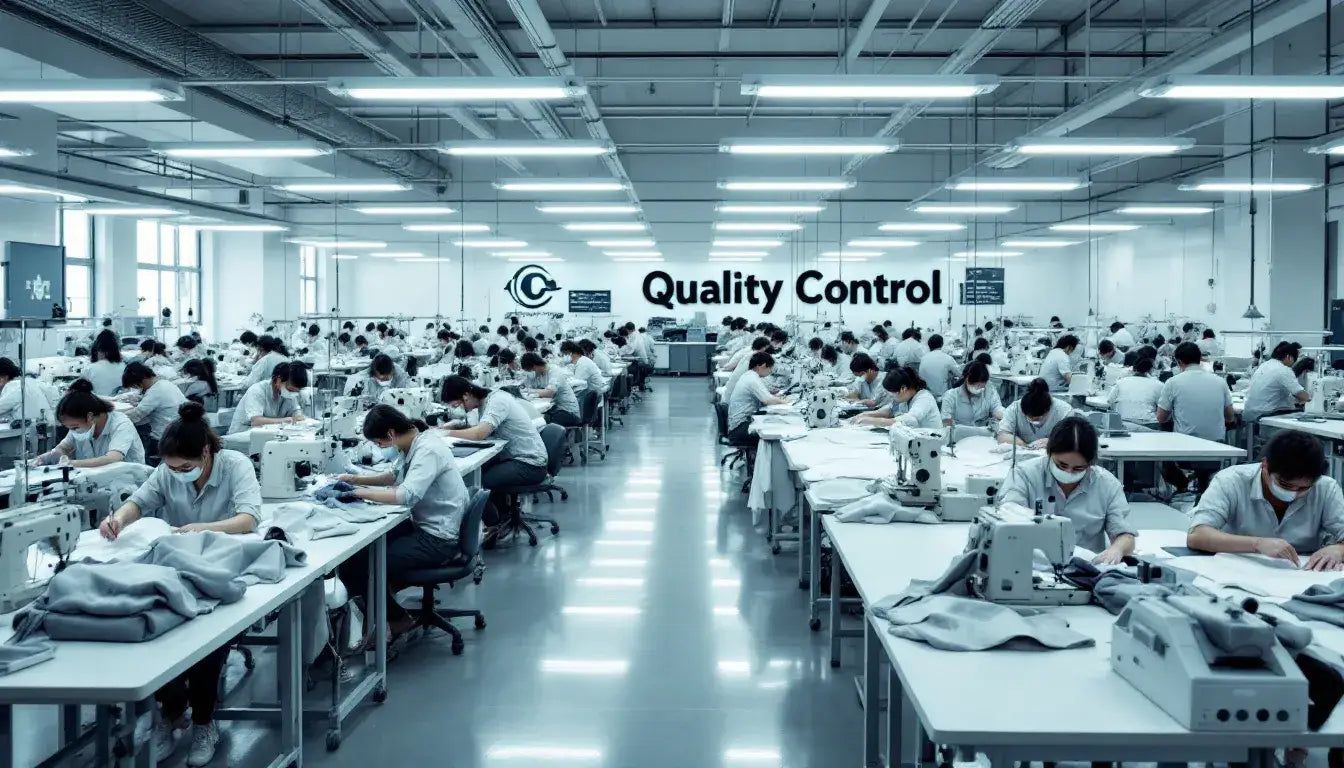 In a bustling clothing manufacturing facility, workers skillfully operate cutting and sewing equipment, contributing to the production process of high-quality garments. This scene showcases the dedication and expertise of a reliable garment manufacturer, essential for creating custom apparel for various clothing brands.