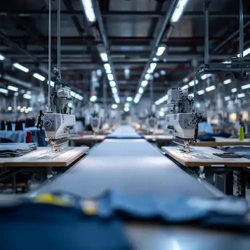 A multi-head industrial embroidery machine.